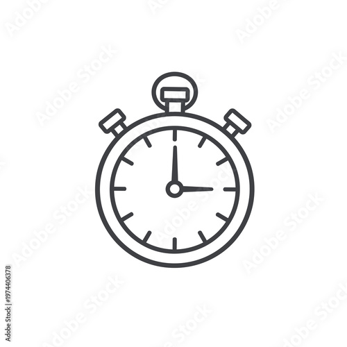 Vector of a classic stopwatch with a circular analog display and visible hands.