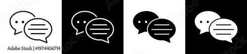 Chat Icon In Flat Version On Black And White Background