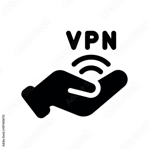 Protected Data Hand Holding VPN Connection Signal Vector Icon Art