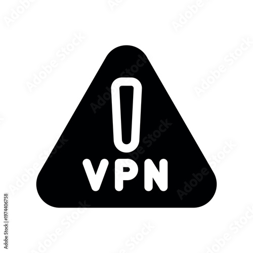 System Security Warning VPN Alert Triangle Icon Vector Illustration