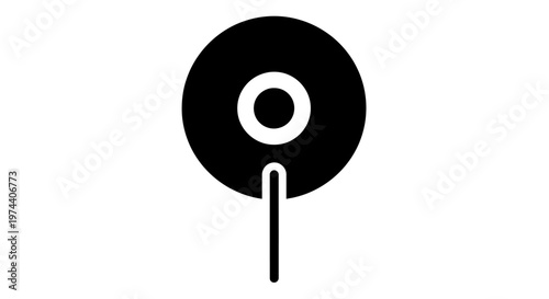 Black Vinyl Record with Needle.
