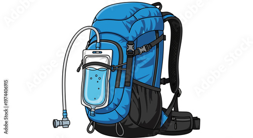 Blue Backpack with Hydration Pack for Outdoor Adventures.
