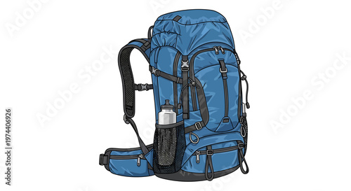 Blue Backpack for Hiking and Adventure Travel, Ready for Exploration.