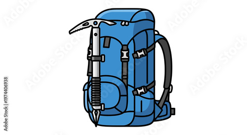 Blue Backpack with Ice Axe - Essential Gear for Mountain Adventures.