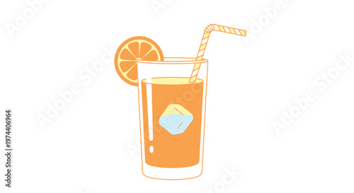 Orange drink with ice cube.