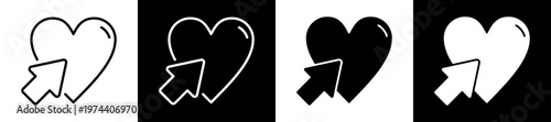 Heart Feedback Icon In Flat Version On Black And White Background