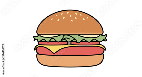 Delicious cheeseburger with lettuce and meat.