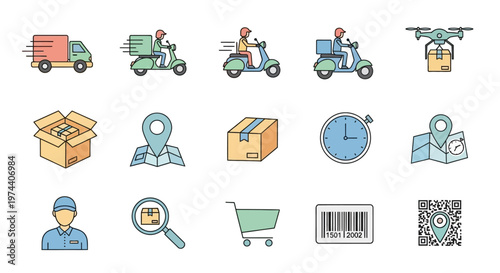 Logistics Delivery Icons and Symbols.