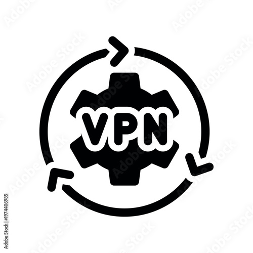 Circular Refresh Synchronize VPN Connection Gear Graphic Illustration