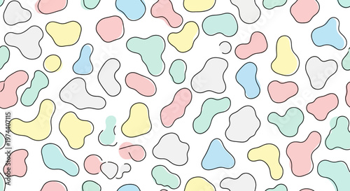 Colorful abstract shapes on white background.