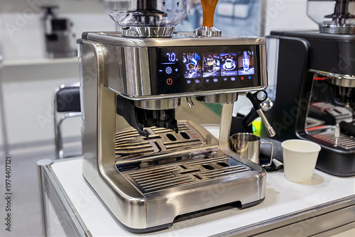 Obraz na płótnie A new coffee machine that showcases a variety of features and design options for both coffee lovers and professionals