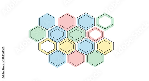 Colorful hexagons pattern design element.