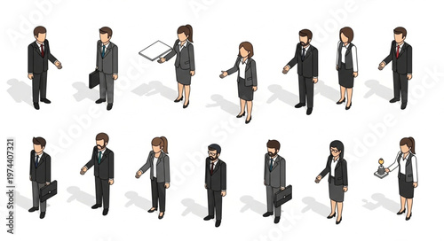 Isometric group of professional business people figures.
