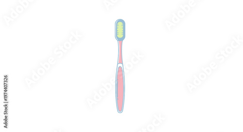 Pink toothbrush with green bristles.
