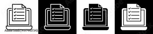 Survey Form Icon In Flat Version On Black And White Background