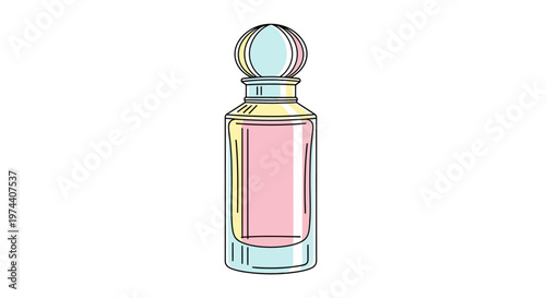 Perfume bottle with pink liquid.