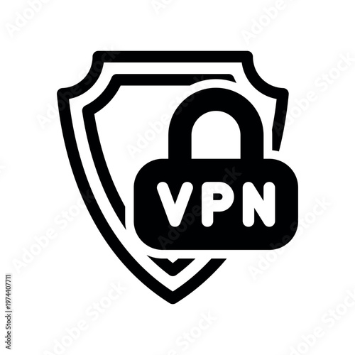 Virtual Private Network Shield with Lock Protection Vector Icon