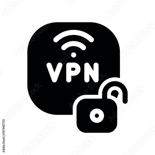 Unlocking VPN Secure Proxy Service on Rounded Square Vector Icon