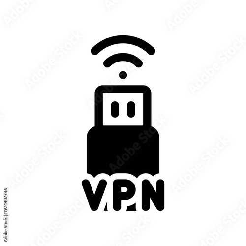 Secure VPN USB Adapter for Encrypted Wireless Networking Vector Icon