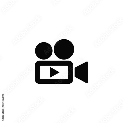 Vector icon of a video camera with a prominent play button