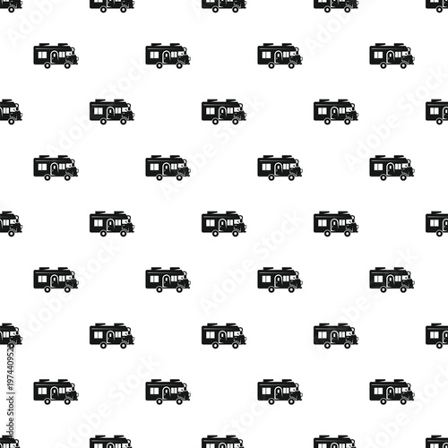 Repeating pattern of black recreational vehicles on a white background