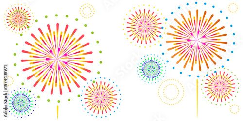 打ち上げ花火の背景イラスト　夜景