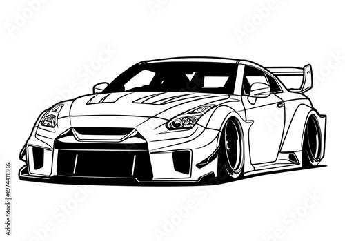 Black And White Car Vector Illustration For Conceptual Design. Separated layers. Easy to edit.