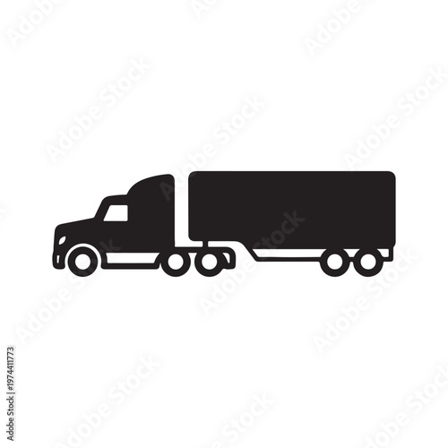 Simplified Semi Truck and Trailer Haulage Icon