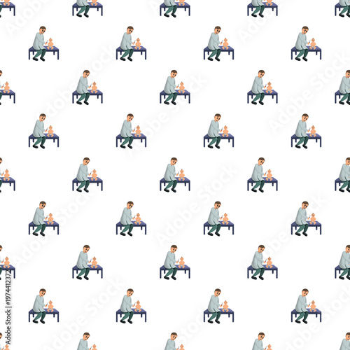 Doctor giving injection to baby on table in repetitive pediatric healthcare pattern