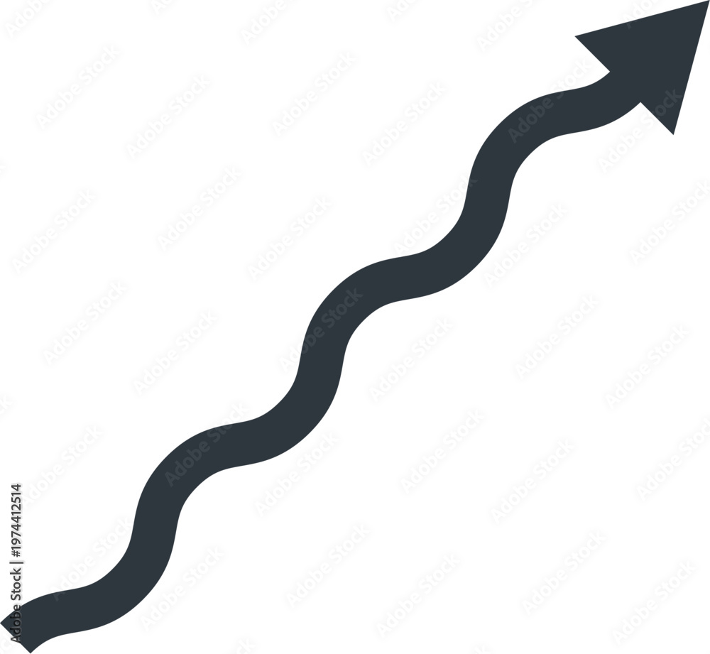 Fototapeta premium wavy upward arrow growth trend symbol business direction icon eps vector