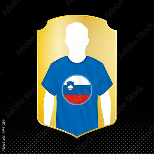 Slovenia Football Player Silhouette Card with National Flag Icon.