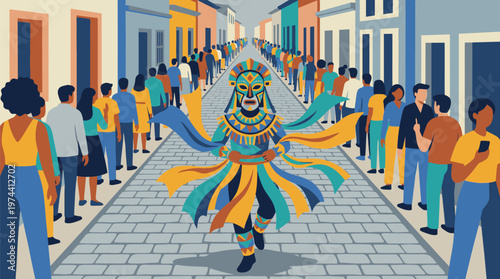 Traditional Cultural Dance Performance in Street Scene.