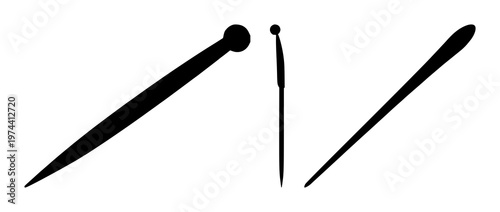 Acupuncture needles set with solid black icon on white background featuring acupuncture, needle, icon with medical and symbolic