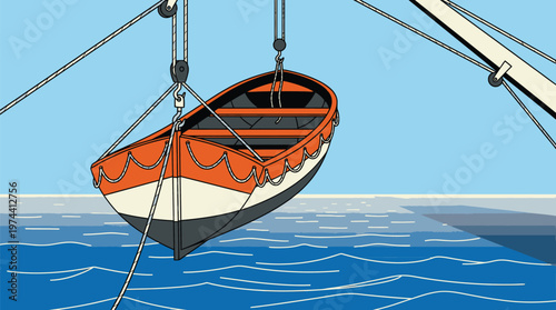 Boat Being Lifted Out of Water by Crane.