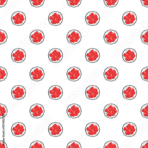 Sushi maki rolls with red fish roe forming a seamless food pattern