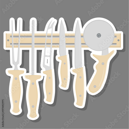 set different types knife different size for butcher