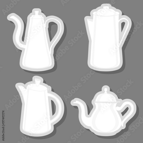 Set symbols for ceramic kettle with lid for tea