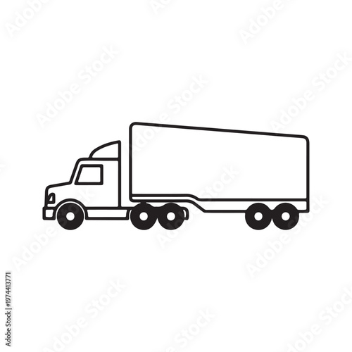 Simplified Semi Truck and Trailer Haulage Icon
