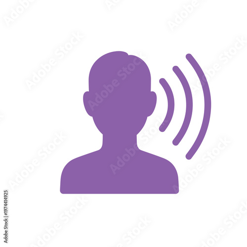 Stylized vector of a person with sound waves emanating from the head.