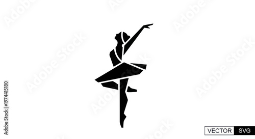 Elegant Ballerina Silhouette Icon, Modern Geometric Dance Pose, Ballet Art