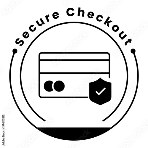 Secure Checkout Icon. Payment, Security, Checkout Symbol. Illustration for Ecommerce Security Concept.
