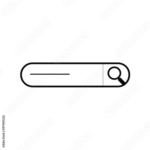 Minimalist vector of a search bar with a magnifying glass icon on the right side