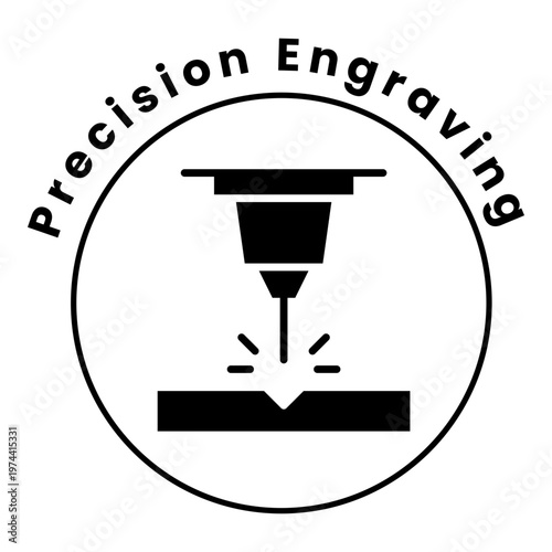 Precision Engraving Icon. Laser, Precision, Manufacturing Symbol. Illustration for Production Concept.