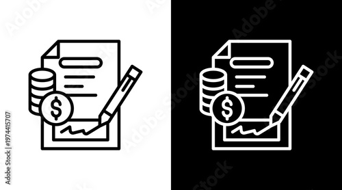 Debt White Icon Set Design