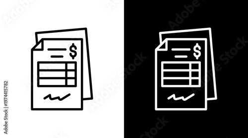 Invoice White Icon Set Design