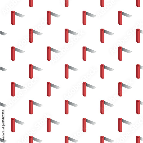 Red folding pocket knives creating a repeating seamless pattern on a white background