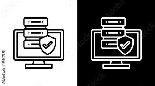 Data Protection White Icon Set Design