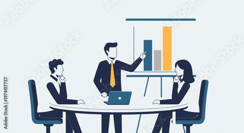 Flat Minimal Style Business Decision Session Vector Illustration