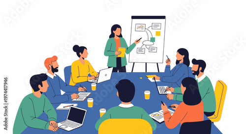 Flat minimal illustration of employee engagement session workshop for corporate teamwork