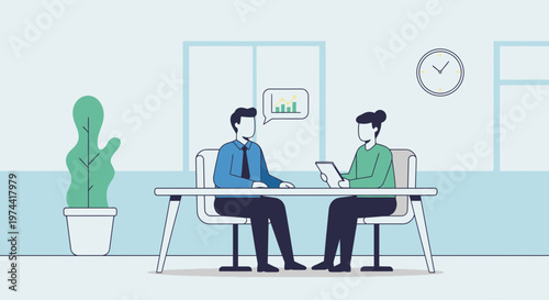Vector Illustration of Employee Performance Planning Discussion Session